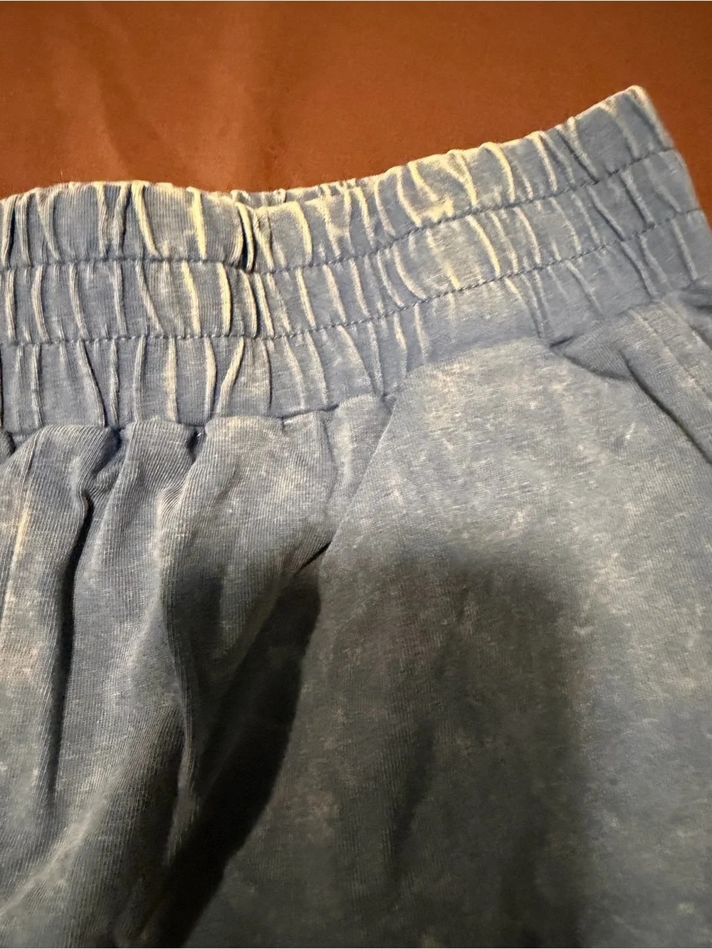 Zenana Blue Acid Wash Mineral Wash Lounge Shorts Elastic Waist